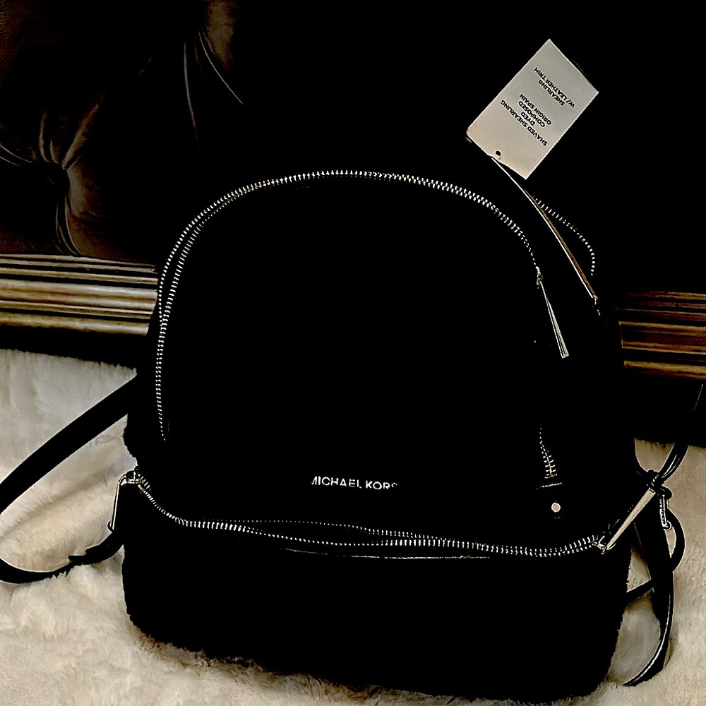 MICHAEL Michael Kors Black Backpack with Silver Hardware